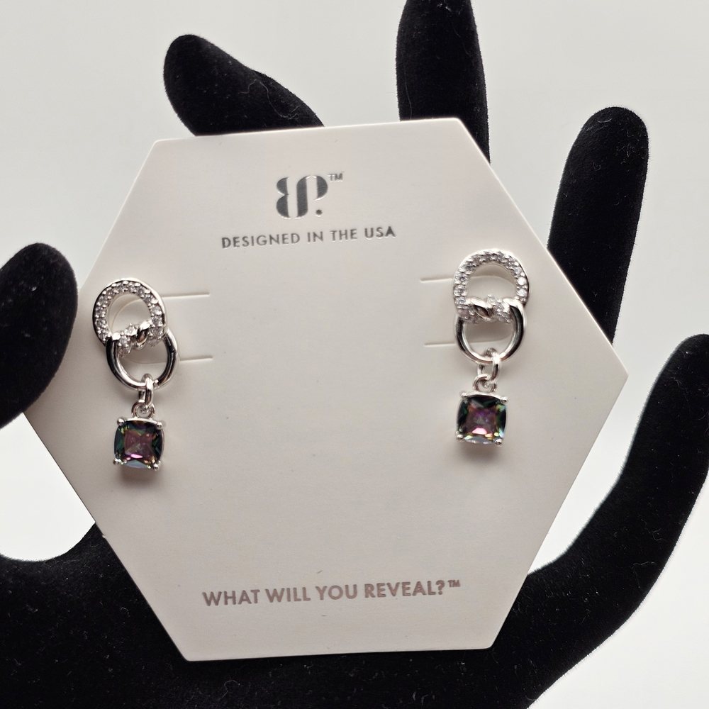NEW Bomb Party "I Could Love You Forever" June Earrings Alexandrite on Rhodium